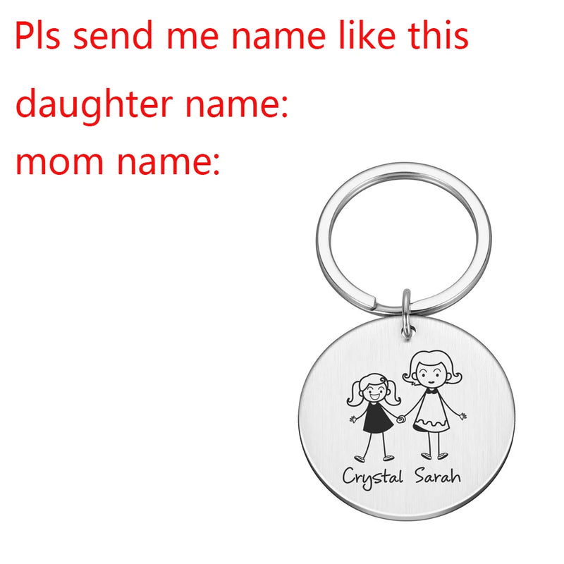 Family Love Keychain Engraved Parents Children Present Keyring