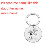 Family Love Keychain Engraved Parents Children Present Keyring