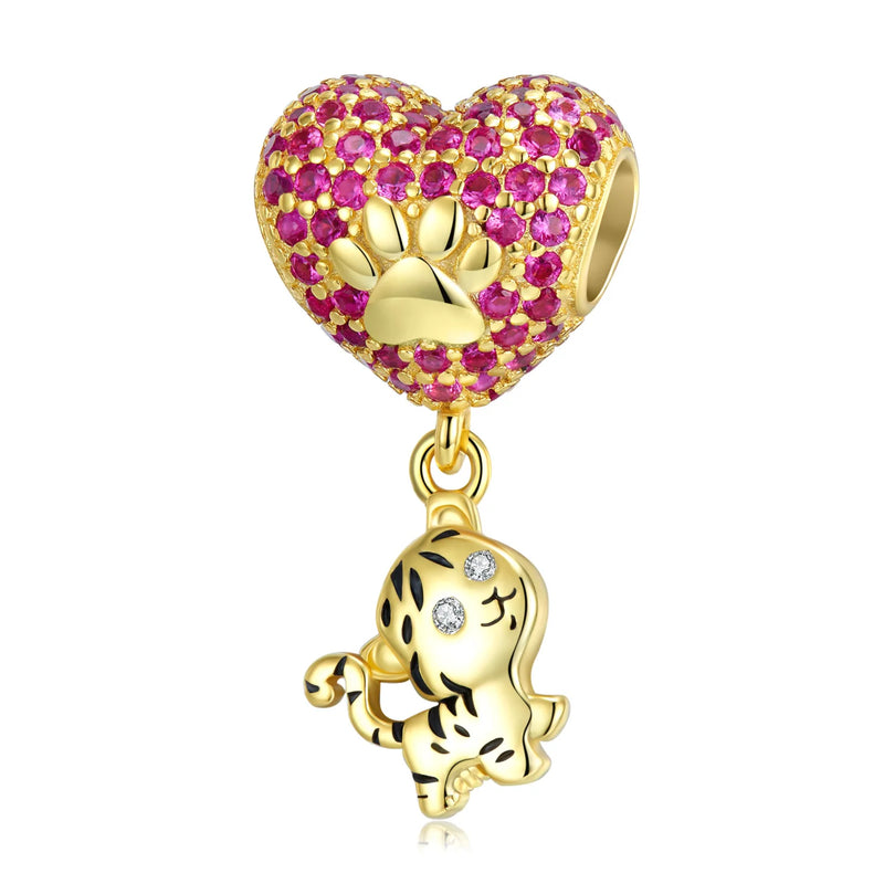 Love Tiger 925 Sterling Silver Beaded Year of the Tiger Bracelet DIY Beads