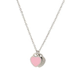 Double Heart Enamel Forever Love Necklace Pendant Chain Choker
