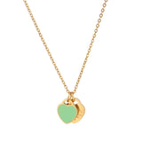 Double Heart Enamel Forever Love Necklace Pendant Chain Choker