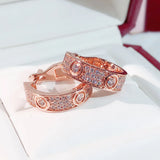 Sterling Silver Rose Earrings with Diamonds Clasp Stud