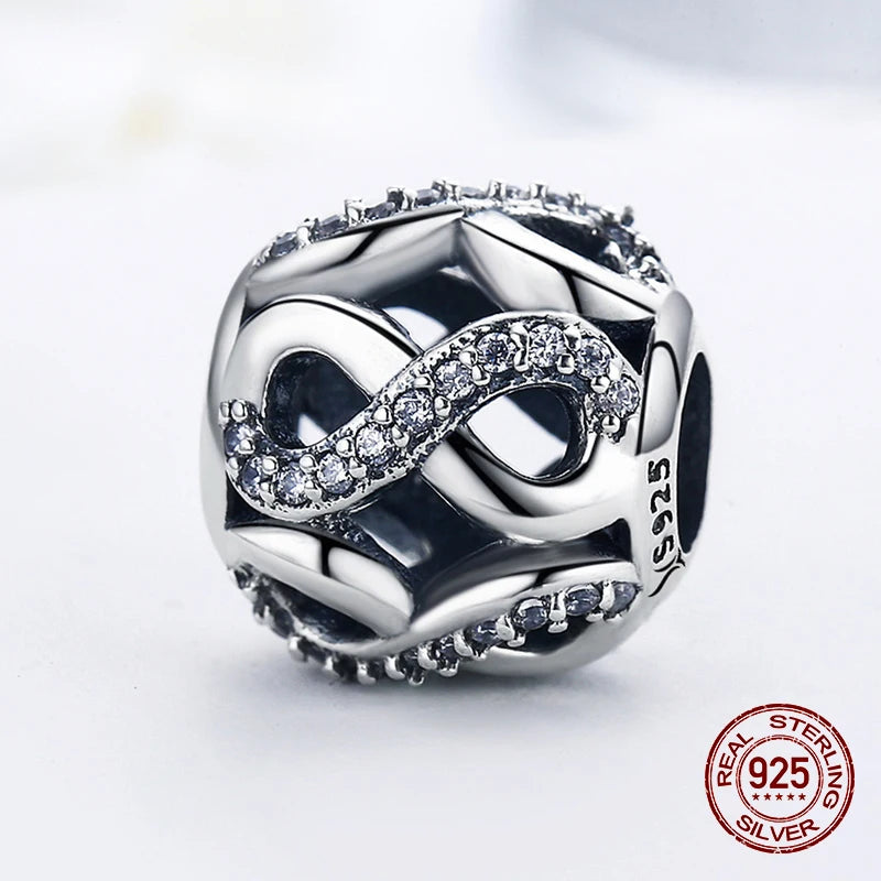 Sparkling Zircon Beads for Charm Bracelet DIY 925 Sterling Silver