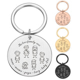 Family Keychain Engraved Names Parents Children Present Keyring Bag Charm
