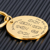 Family Keychain Engraved Names Parents Children Present Keyring Bag Charm