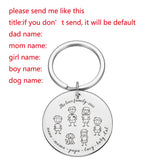 Family Keychain Engraved Names Parents Children Present Keyring Bag Charm