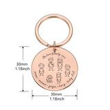 Family Keychain Engraved Names Parents Children Present Keyring Bag Charm