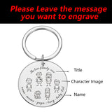 Family Keychain Engraved Names Parents Children Present Keyring Bag Charm