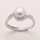 S925 Freshwater Pearl Ring Mounting, Micro Inlay Open Ring Setting