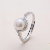 S925 Freshwater Pearl Ring Mounting, Micro Inlay Open Ring Setting