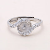 S925 Freshwater Pearl Ring Mounting, Micro Inlay Open Ring Setting