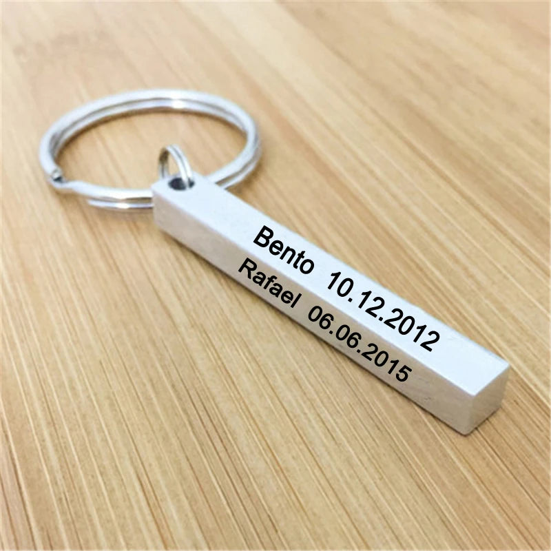 Personalized Love Gift Charm Keytag Bar Keychain Couples Anniversary Present