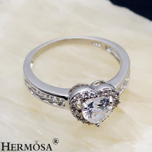 Heart-Shaped Zircon Wedding Rings Size 7# 8#