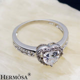 Heart-Shaped Zircon Wedding Rings Size 7# 8#