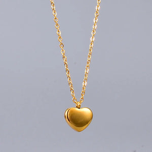 Love Heart 18k Yellow Plated Pendant Necklace For Women