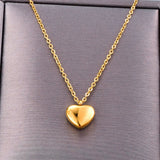 Love Heart 18k Yellow Plated Pendant Necklace For Women