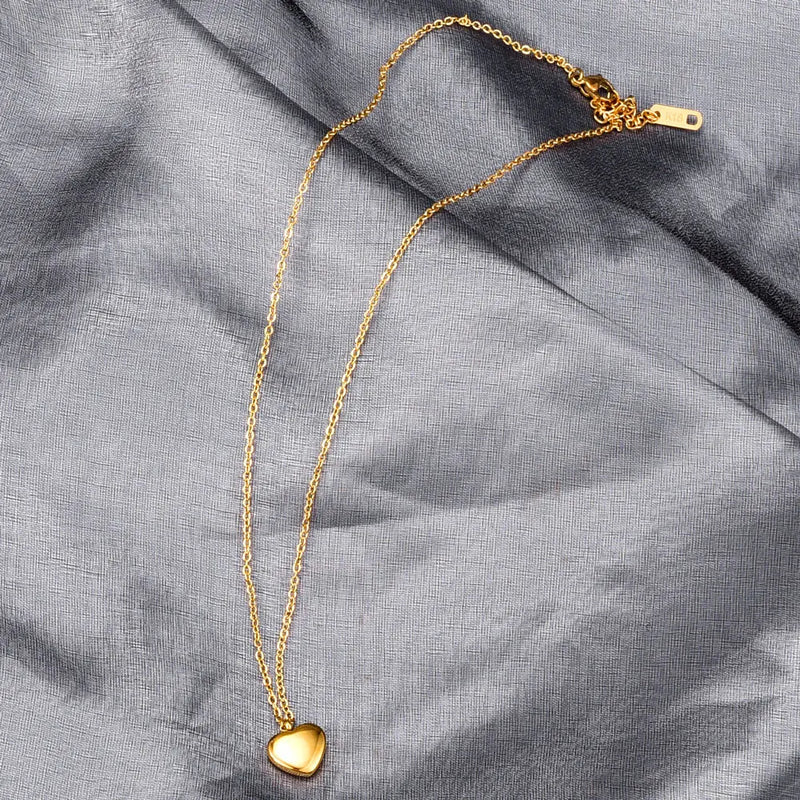 Love Heart 18k Yellow Plated Pendant Necklace For Women