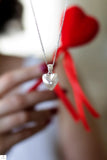 Love Heart 925 Sterling Silver Pendant Necklace Women Valentine Wedding Gift