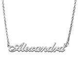 Love Heart Alexandra Name Necklace Stainless Steel & Silver Nameplate Pendant
