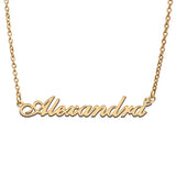 Love Heart Alexandra Name Necklace Stainless Steel & Silver Nameplate Pendant