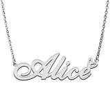 Love Heart Alice Name Necklace Stainless Steel & Silver Nameplate Pendant