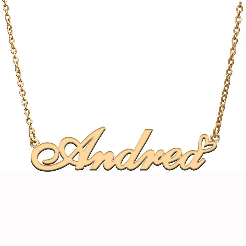 Love Heart Andrea Name Necklace for Women