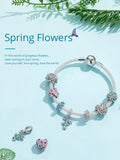 925 Silver Pink CZ Love Heart Bead Charm for Bracelets