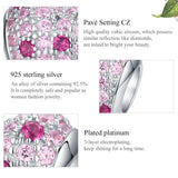 925 Silver Pink CZ Love Heart Bead Charm for Bracelets