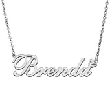 Love Heart Brenda Name Necklace Stainless Steel & Silver