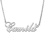 Love Heart Camila Name Necklace Stainless Steel & Silver Nameplate Pendant