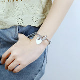 Love Heart Charm Bracelets Silver Stainless Steel Bracelet&Bangle Jewelry