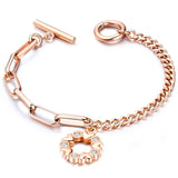 Love Heart Charm Bracelets Silver Stainless Steel Bracelet&Bangle Jewelry