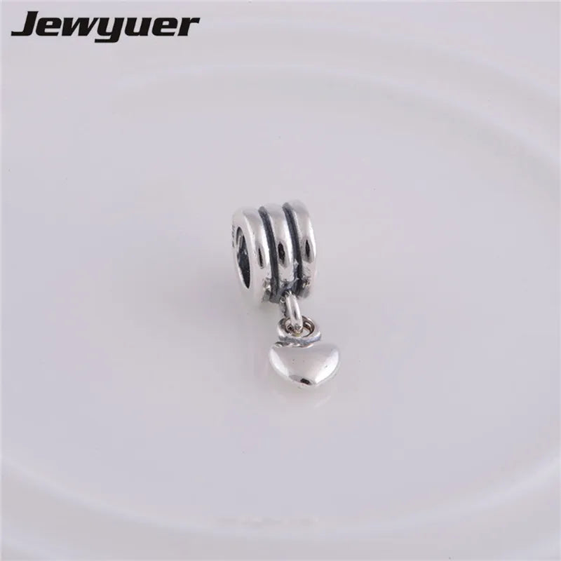 925 Sterling Silver Love Heart Charms for Bracelets Bangles DIY Making