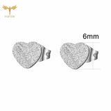 Heart Earrings Set Golden Silver Stainless Steel Stud Sweet Jewelry