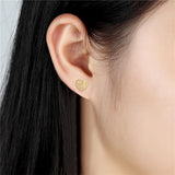 Heart Earrings Set Golden Silver Stainless Steel Stud Sweet Jewelry