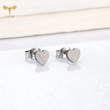 Heart Earrings Set Golden Silver Stainless Steel Stud Sweet Jewelry