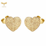 Heart Earrings Set Golden Silver Stainless Steel Stud Sweet Jewelry