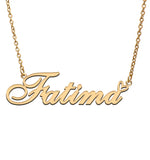 Heart Fatima Name Necklace Stainless Steel Silver Nameplate Pendant Gift