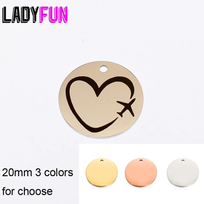 Love Heart Flight Charm Stainless Steel Pendant