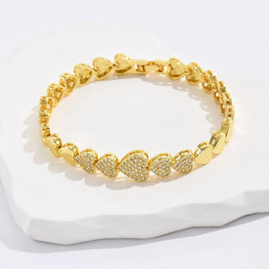 Love Heart Bracelet Women's 18k Plated Chain Bangle