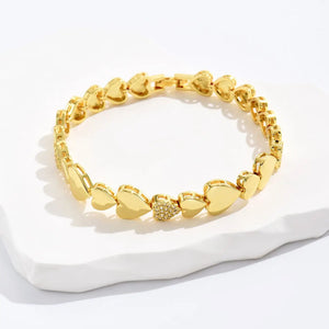 Love Heart Bracelet Women's 18k Plated Chain Bangle