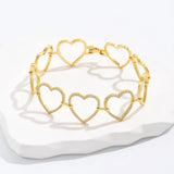 Love Heart Bracelet Women's 18k Plated Chain Bangle