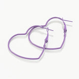 Peach Heart Hoop Earrings Purple Earring Gift Pop Jewelry