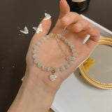 Love Heart Opal Cat's Eye Stone Crystal Beads Bracelet for Women Girls