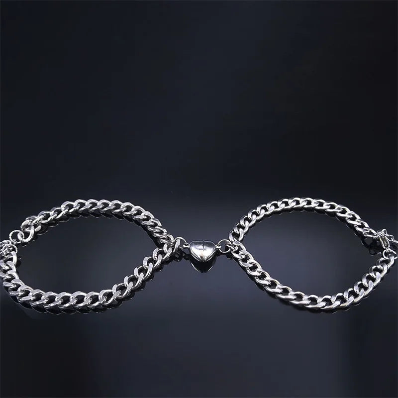 Love Heart Magnet Attract Each Other Pendant Bracelet Couple Bracelet