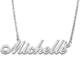 Love Heart Michelle Name Necklace Stainless Steel & Silver Nameplate Pendant
