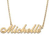 Love Heart Michelle Name Necklace Stainless Steel & Silver Nameplate Pendant