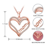 Rose Heart Mom Necklace Sterling Silver Pendant