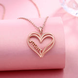 Rose Heart Mom Necklace Sterling Silver Pendant