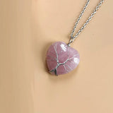 Tree of Life Necklace Silvery Wire Wrapped Reiki Healing Crystal Pendant